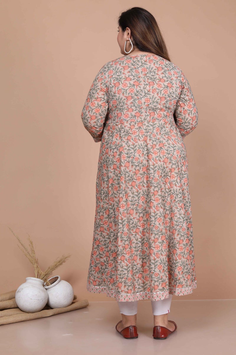 Miravan Brown Printed Anarkali Kurta & Dupatta Set for Women - Image 5